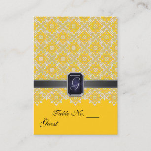 Yellow & Black Lace Wedding Table PlaceCard