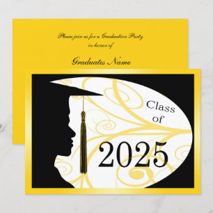 Yellow/Black Man Silhouette 2025 Graduation Party Invitation