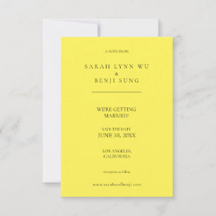 Yellow & Black Minimalist Modern Save The Date