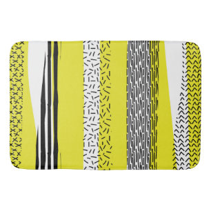Yellow & Black Mix Geometric Pattern Bath Mat