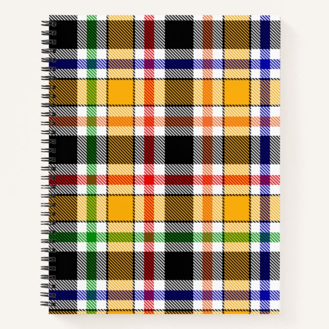 Yellow Black Multicolour Flannel Plaid Tartan Notebook (Front)