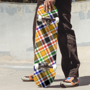 Yellow Black Multicolour Flannel Plaid Tartan Skateboard
