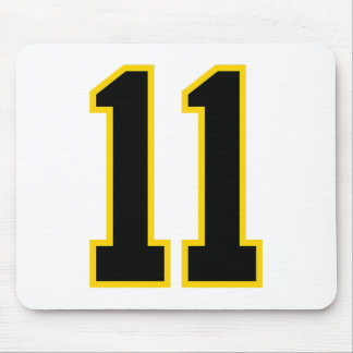 Yellow black number #11 sports premium tri-blend mouse pad