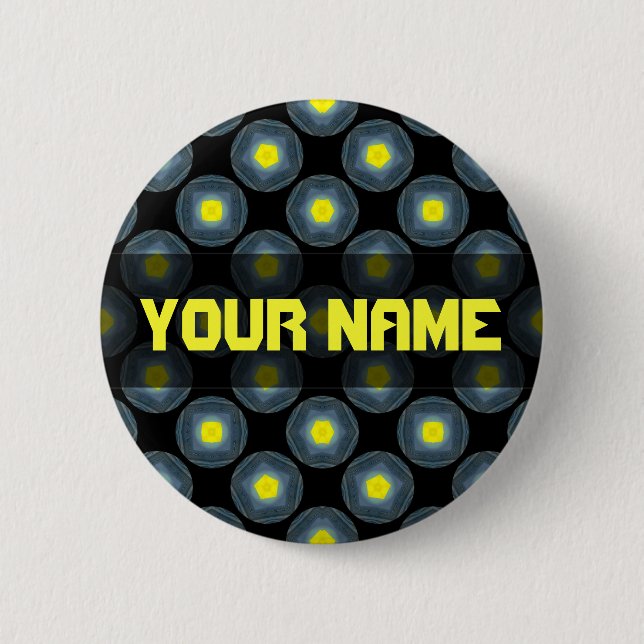 yellow black pattern 2 inch round button (Front)