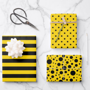 Yellow/Black Patterns Wrapping Paper Sheet Set