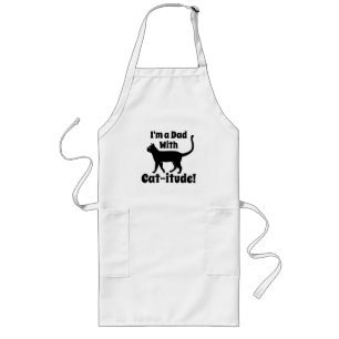 Yellow Black Personalized Dad With Cat-itude Long Apron