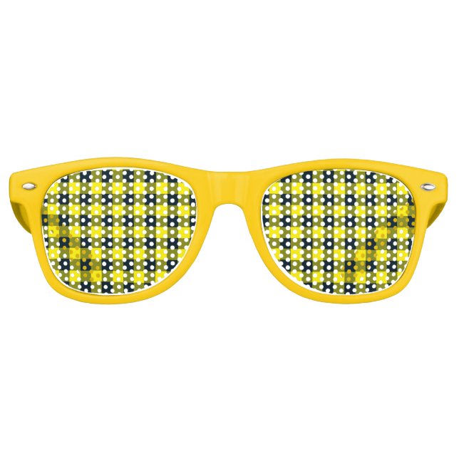 Yellow Black Plaid Seamless Pattern Retro Sunglasses (Front)
