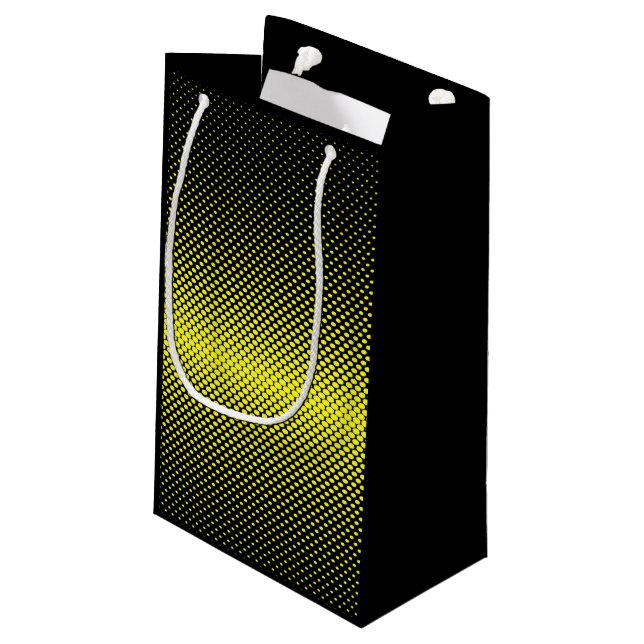 Yellow Black Polka Dot Halftone Background   Small Gift Bag (Back Angled)