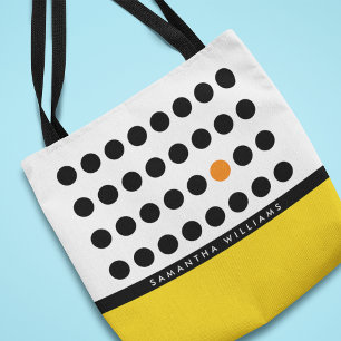 Yellow Black Polka Dots Personalized Tote Bag