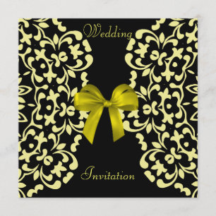 Yellow Black Pretty Lace Wedding Invites
