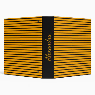 Yellow Black Retro Stripe Pattern Binder