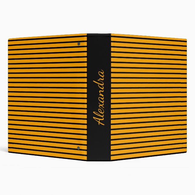 Yellow Black Retro Stripe Pattern Binder (Background)