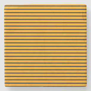Yellow Black Retro Stripe Pattern Stone Coaster