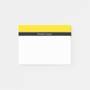 Yellow, Black Ribbon Name Monogram Post-it Notes