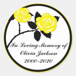 Yellow black roses customizable sympathy stickers