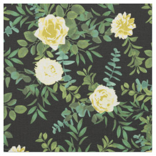 Yellow Black Roses Floral Flowers Fabric