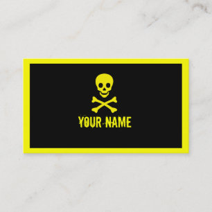 Yellow black skull crossbones customizable cards