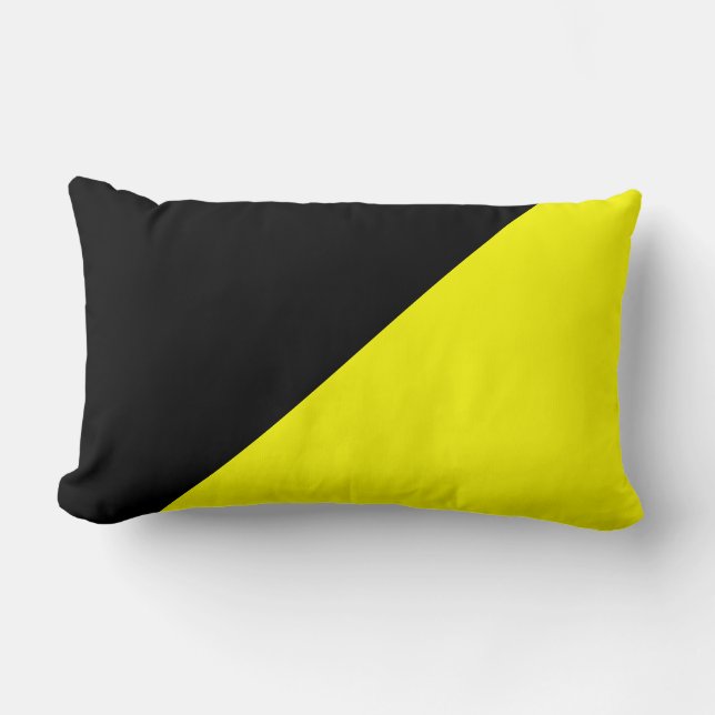 Yellow & Black Solid Colour Background Lumbar Pillow (Front)