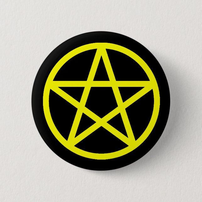 Yellow Black Solid Pentacle Button (Front)