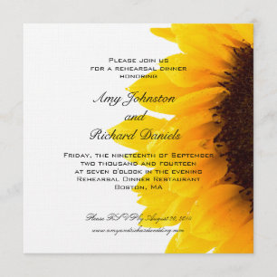 Yellow Black Sunflower Rehearsal Dinner Invitation