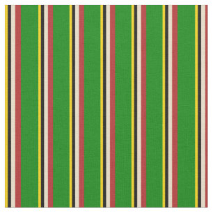 Yellow, Black, Tan, Red, and Green Coloured Lines Fabric