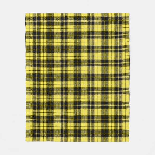 Yellow Black Tartan Plaid Pattern  Fleece Blanket (Front)