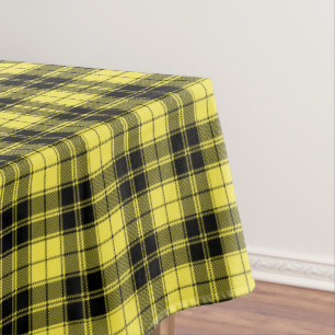 Yellow Black Tartan Plaid Pattern Rustic Tablecloth
