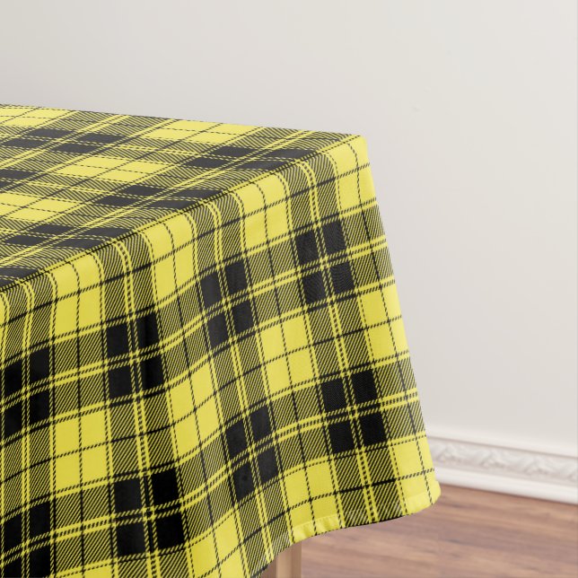 Yellow Black Tartan Plaid Pattern Rustic Tablecloth (In Situ)