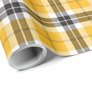 Yellow Black Tartan Plaid Scottish Pattern Wrapping Paper