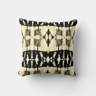 Yellow Black Taupe Mediterranean Large Mosaics Throw Pillow