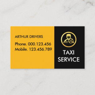 Yellow Black Taxi Driving Layers Business Card