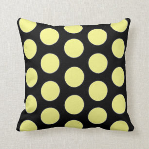 Yellow black Throw pillow polka dot