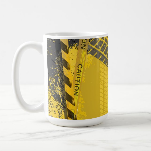 Yellow black  Tire track trace Coffee Mug (Left)