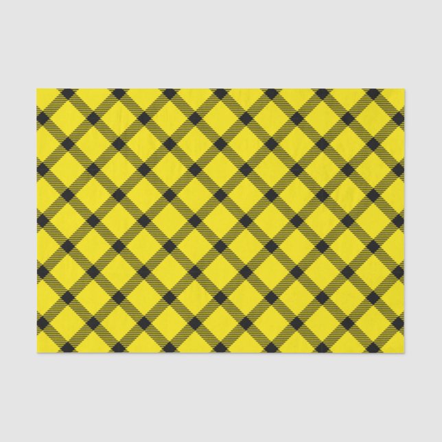 Yellow Black Traditional Tartan Pattern Plaid Tissue Paper (Front)