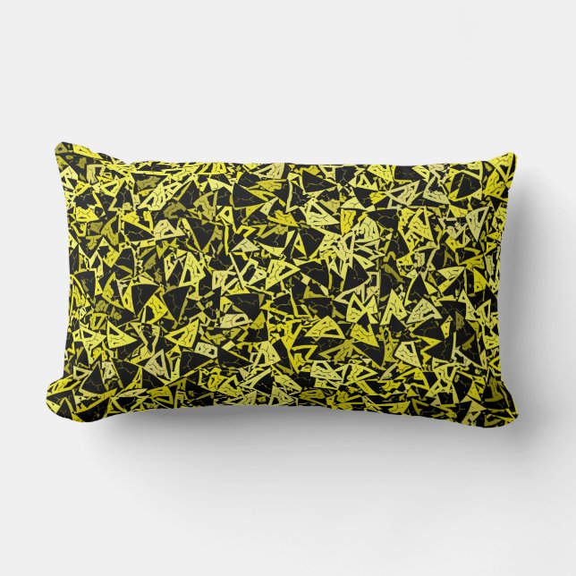 Yellow Black Triangle Seamless Pattern Lumbar Pillow (Front)