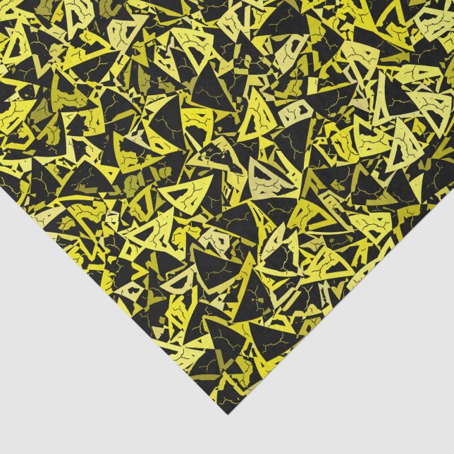 Yellow Black Triangle Seamless Pattern Tissue Paper (Detail)