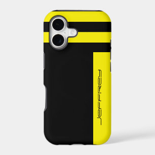 Yellow & Black Two Way Stripe Custom Name Tough