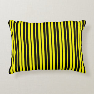 Yellow Black Vertical Stripes Pattern Accent Pillow
