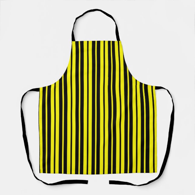 Yellow Black Vertical Stripes Pattern Apron (Front)