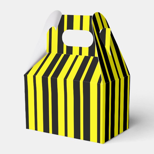 Yellow Black Vertical Stripes Pattern Favor Box (Front Side)