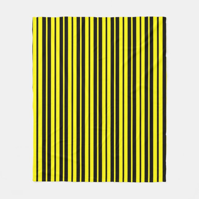Yellow Black Vertical Stripes Pattern Fleece Blanket (Front)