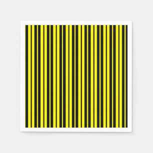 Yellow Black Vertical Stripes Pattern Napkin
