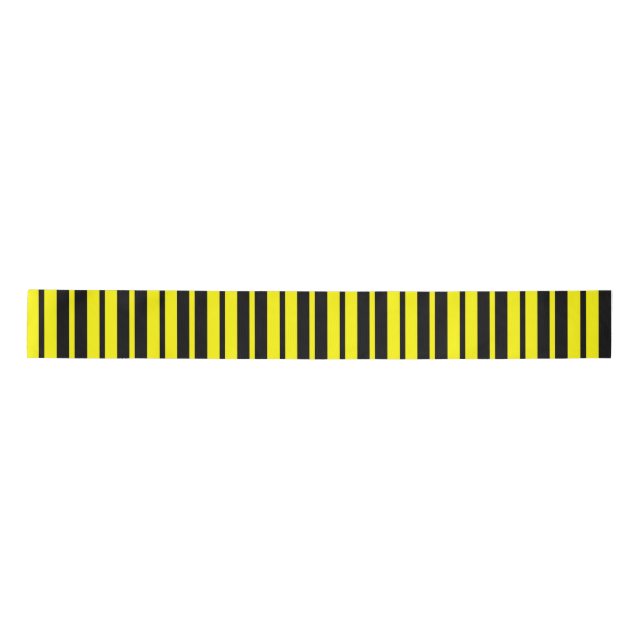Yellow Black Vertical Stripes Pattern Satin Ribbon (Front)