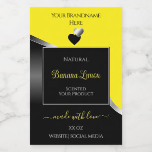 Yellow Black Wavy Silver Cute Hearts Product Label