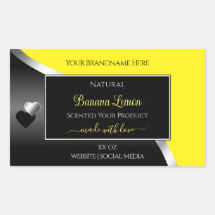 Yellow Black Wavy Silver Cute Hearts Product Label