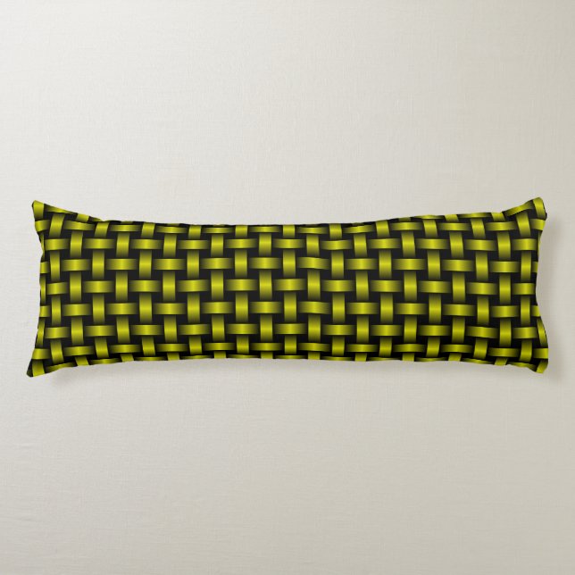 Yellow Black Weave Pattern Body Pillow (Front)