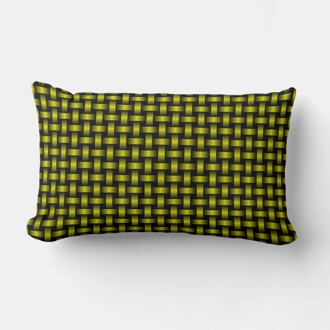 Yellow Black Weave Pattern Lumbar Pillow (Front)