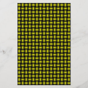 Yellow Black Weave Pattern Stationery