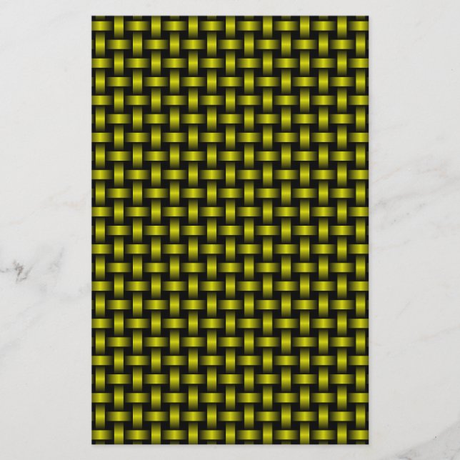 Yellow Black Weave Pattern Stationery (Front)