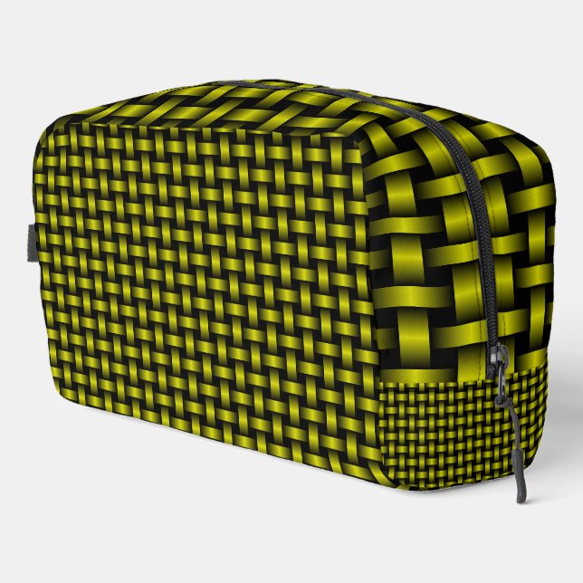 Yellow Black Weave Pattern Toiletry Bag (Right Corner)
